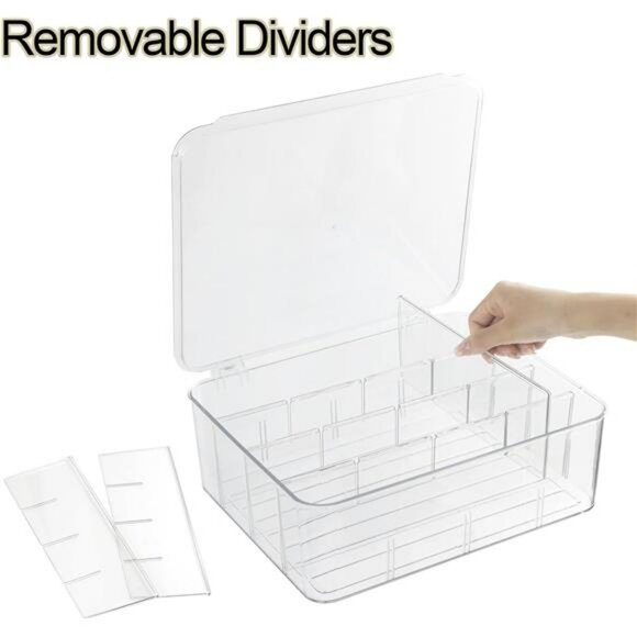 Clear Drawer Organizer Box with 16 Dividers for Socks Underwear Ties Bras - Picture 4 of 7
